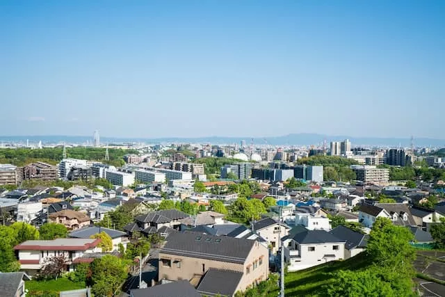 高い位置から見る住宅街